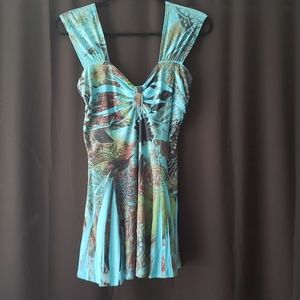 4 for $25 Pretty Woman Blue Flowy Tank Top